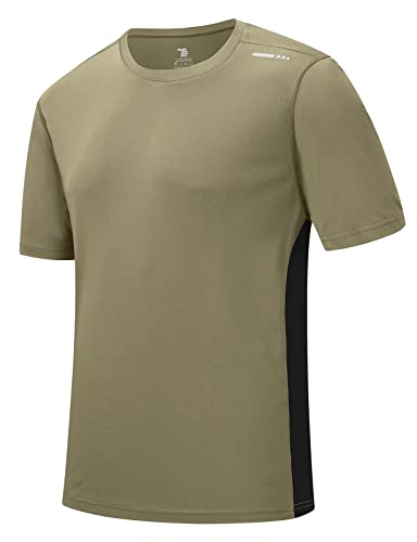 Rdruko Herren Rashguard Schwimmshirts Kurzarm UPF 50+ UV-Schutz schnell trocknend Angeln Surf Active T Shirts, Khaki, M von Rdruko