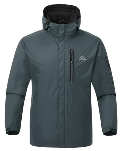 Rdruko Regenjacke Herren Wasserdicht Windbreaker Atmungsaktiv Freizeitjacke Fahrrad Regenmantel mit Kapuze Leichte Functionsjacke für Wandern Laufen Camping Outdoor (Dunkelgrau, S) von Rdruko