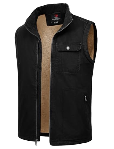 Rdruko Herren Sherpa Gefütterte Weste Warm Winter Fleece Oberbekleidung Weste, Schwarz, XX-Large von Rdruko