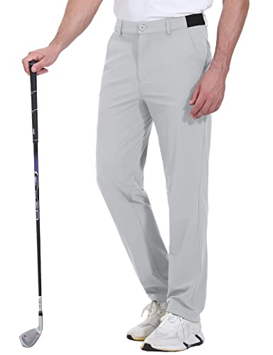 Rdruko Herren Stretch Golf Hose, schnell trocknend, leicht, Freizeithose mit Taschen, hellgrau, 50 von Rdruko