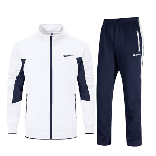 Rdruko Jogginganzug Herren Set Trainingsanzug Sportanzug Langarm Freizeitanzug Männer Tracksuit für Fußball Gym-Weiß Dunkelblau XXL von Rdruko