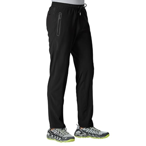 Rdruko Jogginghose Herren Lang Schnelltrocknend Trainingshose Männer Sporthose Fitness mit Reißverschlusstaschen Freizeithose-Schwarz 3XL von Rdruko