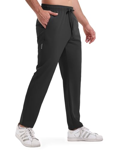 Rdruko Jogginghose Herren Lang Trainingshose Leichte Sporthose Schnelltrocknend Laufhose Atmungsaktive Freizeithose mit Taschen - Dunkelgrau L von Rdruko