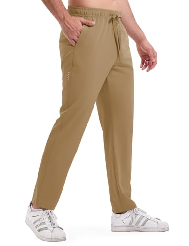 Rdruko Jogginghose Herren Lang Trainingshose Leichte Sporthose Schnelltrocknend Laufhose Atmungsaktive Freizeithose mit Taschen - Khaki XL von Rdruko