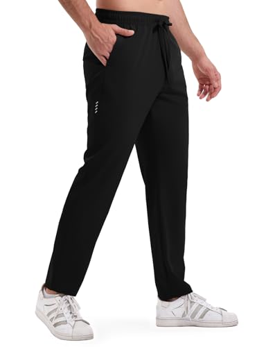 Rdruko Jogginghose Herren Lang Trainingshose Leichte Sporthose Schnelltrocknend Laufhose Atmungsaktive Freizeithose mit Taschen - Schwarz XL von Rdruko