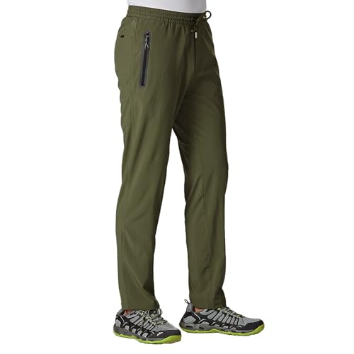 Rdruko Jogginghose Herren Lang Trainingshose Sporthose Schnelltrocknend Freizeithose Männer Fitness mit Reißverschlusstaschen-Armeegrün XL von Rdruko