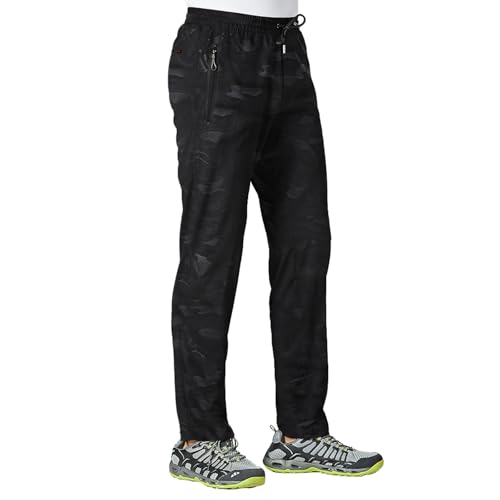 Rdruko Jogginghose Herren Lang Trainingshose Sporthose Schnelltrocknend Freizeithose Männer Fitness mit Reißverschlusstaschen-Camo L von Rdruko