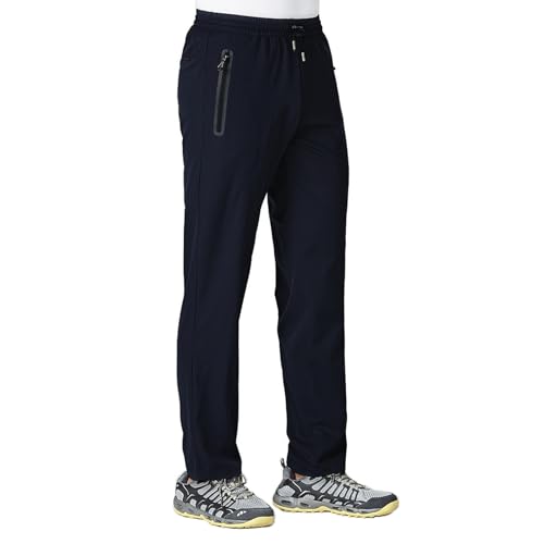 Rdruko Jogginghose Herren Lang Trainingshose Sporthose Schnelltrocknend Freizeithose Männer Fitness mit Reißverschlusstaschen-Dunkelblau S von Rdruko