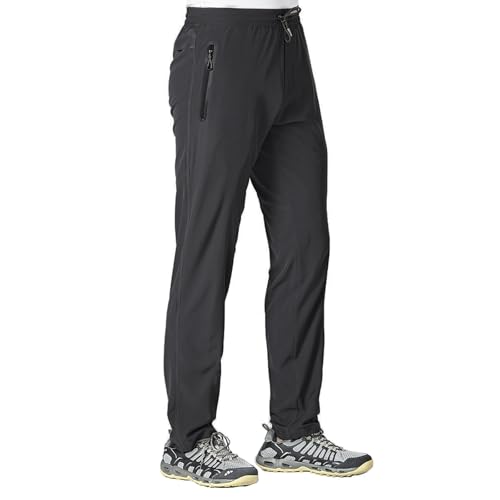 Rdruko Jogginghose Herren Lang Trainingshose Sporthose Schnelltrocknend Freizeithose Männer Fitness mit Reißverschlusstaschen-Dunkelgrau 3XL von Rdruko