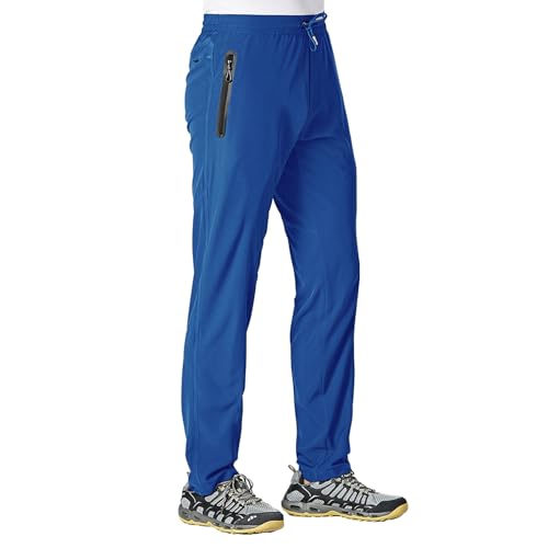 Rdruko Jogginghose Herren Lang Trainingshose Sporthose Schnelltrocknend Freizeithose Männer Fitness mit Reißverschlusstaschen-Saphirblau XL von Rdruko