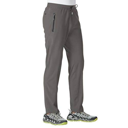 Rdruko Jogginghose Herren Lang Trainingshose Sporthose Schnelltrocknend Freizeithose Männer Fitness mit Reißverschlusstaschen-Stahlgrau M von Rdruko