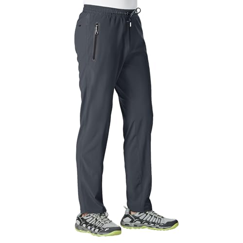 Rdruko Jogginghose Herren Lang Trainingshose Sporthose Schnelltrocknend Freizeithose Männer Fitness mit Reißverschlusstaschen-kaltes Grau XL von Rdruko