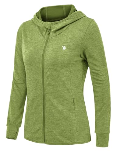 Rdruko Laufjacke Damen Leicht mit Daumenloch Sportjacke Atmungsaktiv Trainingsjacke für Running Wandern Outdoor Surfen mit Taschen (Frucht Grün, L) von Rdruko