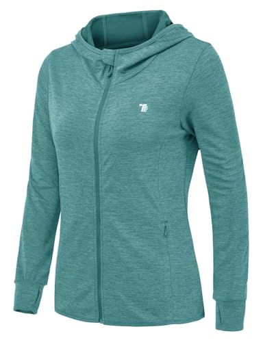 Rdruko Laufjacke Damen Leicht mit Daumenloch Sportjacke Atmungsaktiv Trainingsjacke für Running Wandern Outdoor Surfen mit Taschen (Hellgrün, XL) von Rdruko