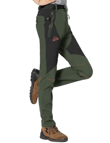 Rdruko Skihose Damen Wasserdicht Softshellhose Winter Gefüttert Winterhose Warme Outdoorhose Winddicht Wanderhose Thermo Trekkinghose Snowboardhose (Armeegrün, XXL) von Rdruko