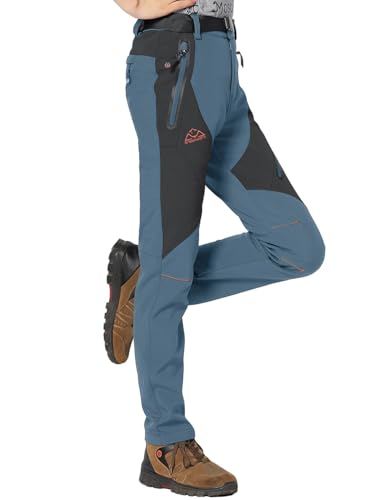 Rdruko Skihose Damen Wasserdicht Winterhose Gefüttert Warme Softshellhose Winter Outdoorhose Winddicht Thermohose für Outdoor-Aktivitäten (Graublau, M) von Rdruko
