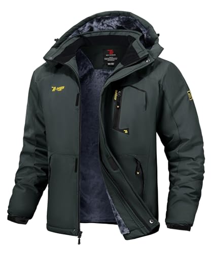 Rdruko Skijacke Herren Warme Winterjacke Gefüttert Verdickt Softshelljacke Wasserdicht Snowboardjacke Atmungsaktiv Funktionsjacke mit Abtrennbarer Kapuze(Dunkelgrau, XL) von Rdruko