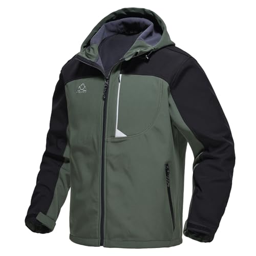 Rdruko Softshelljacke Herren Wasserdicht Funktionsjacke Fleece Gefüttert Jacke Winter Wanderjacke Outdoorjacke Winddicht Winterjacke Freizeitjacke-Armeegrün L von Rdruko