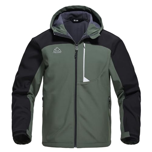 Rdruko Softshelljacke Herren Wasserdicht Funktionsjacke Fleece Gefüttert Jacke Winter Wanderjacke Outdoorjacke Winddicht Winterjacke Freizeitjacke-Armeegrün M von Rdruko