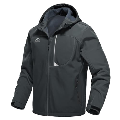 Rdruko Softshelljacke Herren Wasserdicht Funktionsjacke Fleece Gefüttert Jacke Winter Wanderjacke Outdoorjacke Winddicht Winterjacke Freizeitjacke-Dunkelgrau S von Rdruko