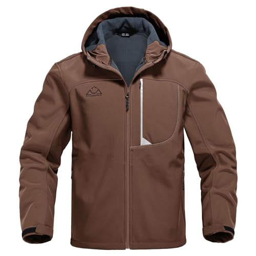Rdruko Softshelljacke Herren Wasserdicht Funktionsjacke Fleece Gefüttert Jacke Winter Wanderjacke Outdoorjacke Winddicht Winterjacke Freizeitjacke-Kaffeebraun XXL von Rdruko