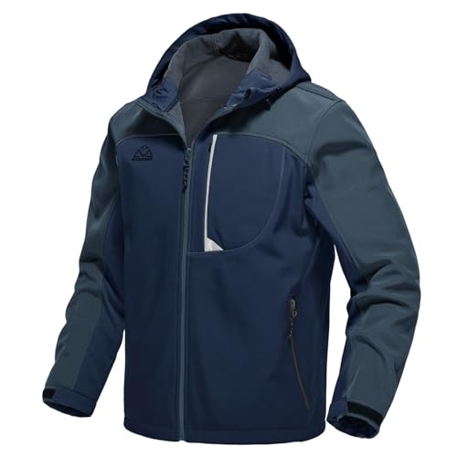 Rdruko Softshelljacke Herren Wasserdicht Funktionsjacke Fleece Gefüttert Jacke Winter Wanderjacke Outdoorjacke Winddicht Winterjacke Freizeitjacke-Marineblau L von Rdruko