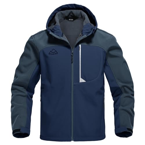 Rdruko Softshelljacke Herren Wasserdicht Funktionsjacke Fleece Gefüttert Jacke Winter Wanderjacke Outdoorjacke Winddicht Winterjacke Freizeitjacke-Marineblau XXL von Rdruko