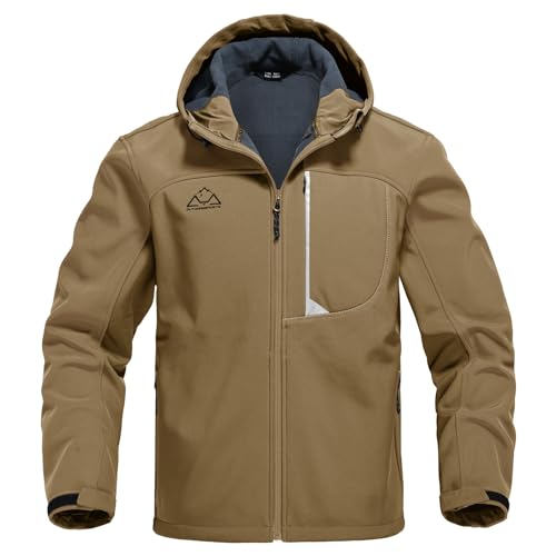 Rdruko Softshelljacke Herren Wasserdicht Funktionsjacke Fleece Gefüttert Jacke Winter Wanderjacke Outdoorjacke Winddicht Winterjacke Freizeitjacke-Mud XXL von Rdruko