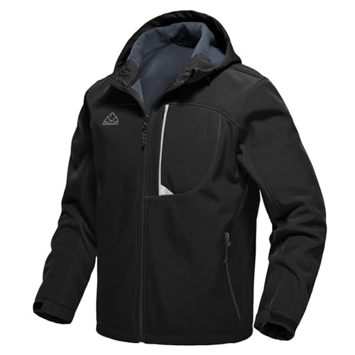 Rdruko Softshelljacke Herren Wasserdicht Funktionsjacke Fleece Gefüttert Jacke Winter Wanderjacke Outdoorjacke Winddicht Winterjacke Freizeitjacke-Schwarz XL von Rdruko