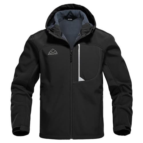 Rdruko Softshelljacke Herren Wasserdicht Funktionsjacke Fleece Gefüttert Jacke Winter Wanderjacke Outdoorjacke Winddicht Winterjacke Freizeitjacke-Schwarz XXL von Rdruko