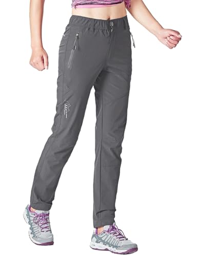 Rdruko Wanderhose Damen Outdoorhose Leichte Schnelltrocknend Trekkinghose UV-Schutz UPF 50+ Funktionshose Atmungsaktiv Hosen Sommer-Dunkelgrau XL von Rdruko