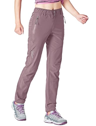 Rdruko Wanderhose Damen Outdoorhose Leichte Schnelltrocknend Trekkinghose UV-Schutz UPF 50+ Funktionshose Atmungsaktiv Hosen Sommer-Grau Lila L von Rdruko