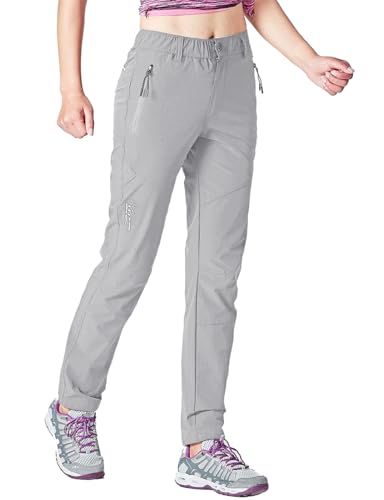 Rdruko Wanderhose Damen Outdoorhose Leichte Schnelltrocknend Trekkinghose UV-Schutz UPF 50+ Funktionshose Atmungsaktiv Hosen Sommer-Hellgrau S von Rdruko