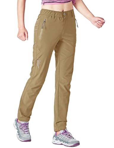 Rdruko Wanderhose Damen Outdoorhose Leichte Schnelltrocknend Trekkinghose UV-Schutz UPF 50+ Funktionshose Atmungsaktiv Hosen Sommer-Khaki S von Rdruko