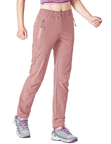 Rdruko Wanderhose Damen Outdoorhose Leichte Schnelltrocknend Trekkinghose UV-Schutz UPF 50+ Funktionshose Atmungsaktiv Hosen Sommer-Rosa XL von Rdruko