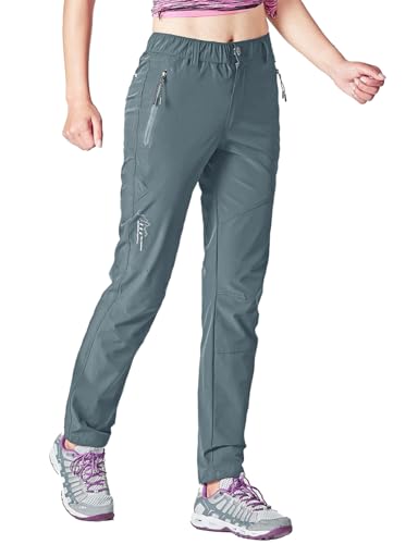 Rdruko Wanderhose Damen Outdoorhose Leichte Schnelltrocknend Trekkinghose UV-Schutz UPF 50+ Funktionshose Atmungsaktiv Hosen Sommer-Stahlgrau L von Rdruko