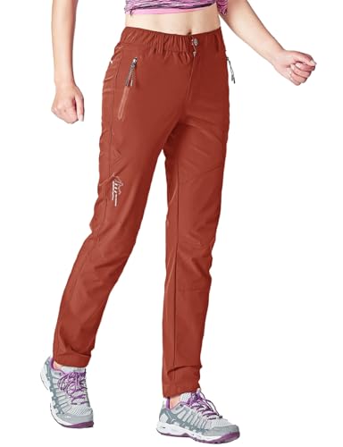 Rdruko Wanderhose Damen Outdoorhose Leichte Schnelltrocknend Trekkinghose UV-Schutz UPF 50+ Funktionshose Atmungsaktiv Hosen Sommer-Weinrot XL von Rdruko