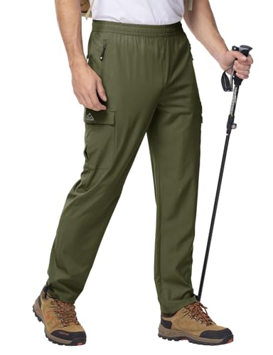 Rdruko Wanderhose Herren Sommer Cargohose Stretch Outdoorhose Wasserdicht Trekkinghose Reisenhose Männer mit 5 Taschen für Wandern Klettern (Armeegrün S) von Rdruko