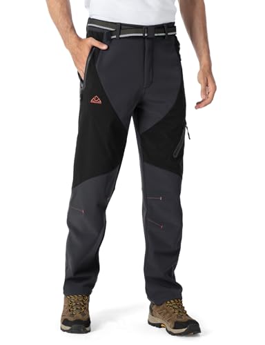Rdruko Skihose Herren Wanderhose Winter Softshellhose Wasserdicht Winterhose Schneehose GefüTtert Outdoorhose Snowboardhose Thermohose-Dunkelgrau 30 von Rdruko
