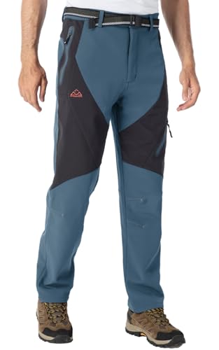 Rdruko Winterhose Herren Fleece Softshellhose Wasserdicht Gefüttert Wanderhose Skihose Winter Thermo Outdoorhose Lang Snowboardhose für Männer-Graublau 32 von Rdruko