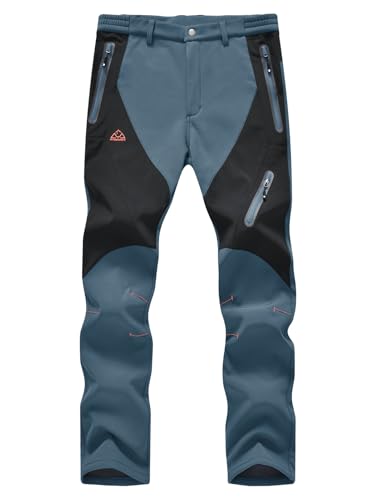 Rdruko Skihose Herren Wanderhose Winter Softshellhose Wasserdicht Winterhose Schneehose GefüTtert Outdoorhose Snowboardhose Thermohose-Graublau 38 von Rdruko
