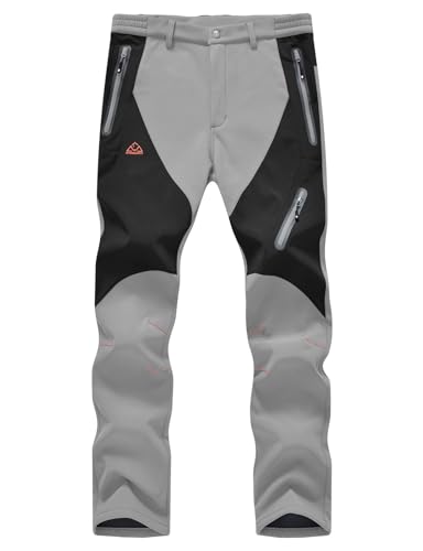 Rdruko Skihose Herren Wanderhose Winter Softshellhose Wasserdicht Winterhose Schneehose GefüTtert Outdoorhose Snowboardhose Thermohose-Hellgrau 32 von Rdruko