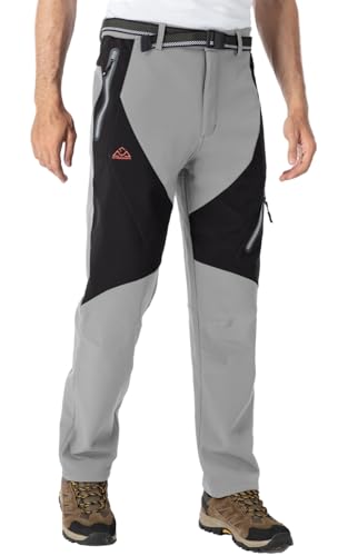 Rdruko Winterhose Herren Fleece Softshellhose Wasserdicht Gefüttert Wanderhose Skihose Winter Thermo Outdoorhose Lang Snowboardhose für Männer-Hellgrau 38 Rdruko Winterhose Herren Fleece Softshellhose Wasserdicht Gefüttert Wanderhose Skihose Winter Thermo Outdoorhose Lang Snowboardhose für Männer-Hellgrau 38 von Rdruko