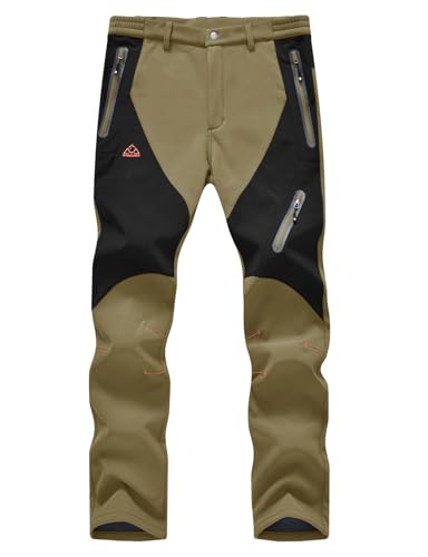 Rdruko Skihose Herren Wanderhose Winter Softshellhose Wasserdicht Winterhose Schneehose GefüTtert Outdoorhose Snowboardhose Thermohose-Khaki 38 von Rdruko