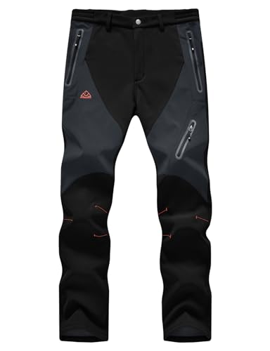 Rdruko Skihose Herren Wanderhose Winter Softshellhose Wasserdicht Winterhose Schneehose GefüTtert Outdoorhose Snowboardhose Thermohose-Schwarz 30 von Rdruko