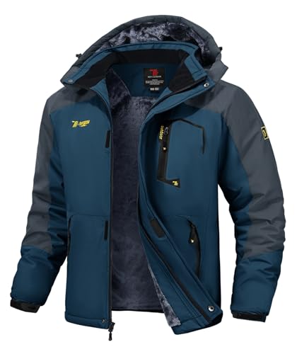 Rdruko Winterjacke Herren Wasserdicht Skijacke mit Fleece Futter Snowboardjacke Winddicht Wanderjacke Winter Jacke Atmungsaktiv für Skifahren, Snowboarden, Wandern (Denim Blau, M) von Rdruko