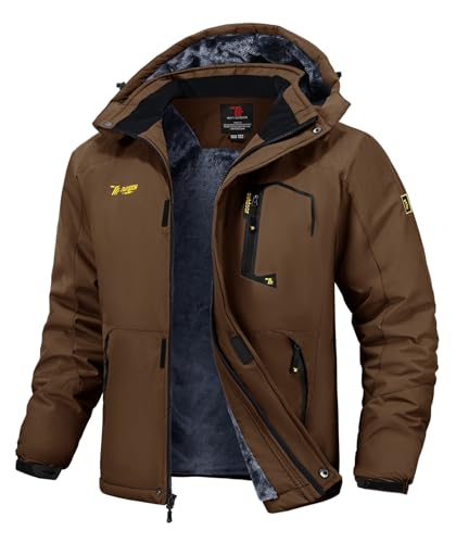 Rdruko Winterjacke Herren Wasserdicht Skijacke mit Fleece Futter Snowboardjacke Winddicht Wanderjacke Winter Jacke Atmungsaktiv für Skifahren, Snowboarden, Wandern (Kaffeebraun, M) von Rdruko