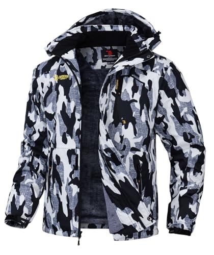 Rdruko Winterjacke Herren Wasserdicht Skijacke mit Fleece Futter Snowboardjacke Winddicht Wanderjacke Winter Jacke Atmungsaktiv für Skifahren, Snowboarden, Wandern (Tarnfarben, XXL) von Rdruko