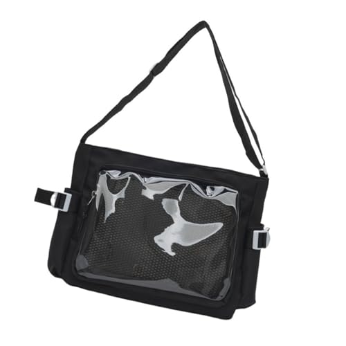 Rdxanc Stilvolle College-Umhängetasche, großes Fassungsvermögen, transparenter Ausweishalter, ergonomischer Schultergurt, praktische Nylon-Umhängetasche von Rdxanc