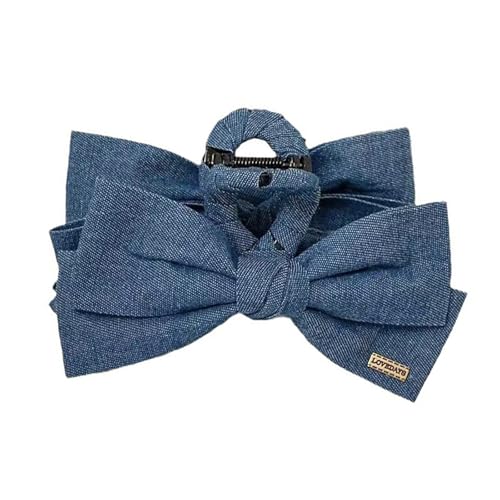 Rdxanc Stilvolle blaue Jeans Schleifen Haarspange für Damen und Mädchen, sicherer Halt, Haar-Accessoire, modischer Pferdeschwanz-Halter von Rdxanc